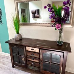 Reclaimed Wood Like Rustic Finish Sideboard/Entryway Console/Buffet Table 