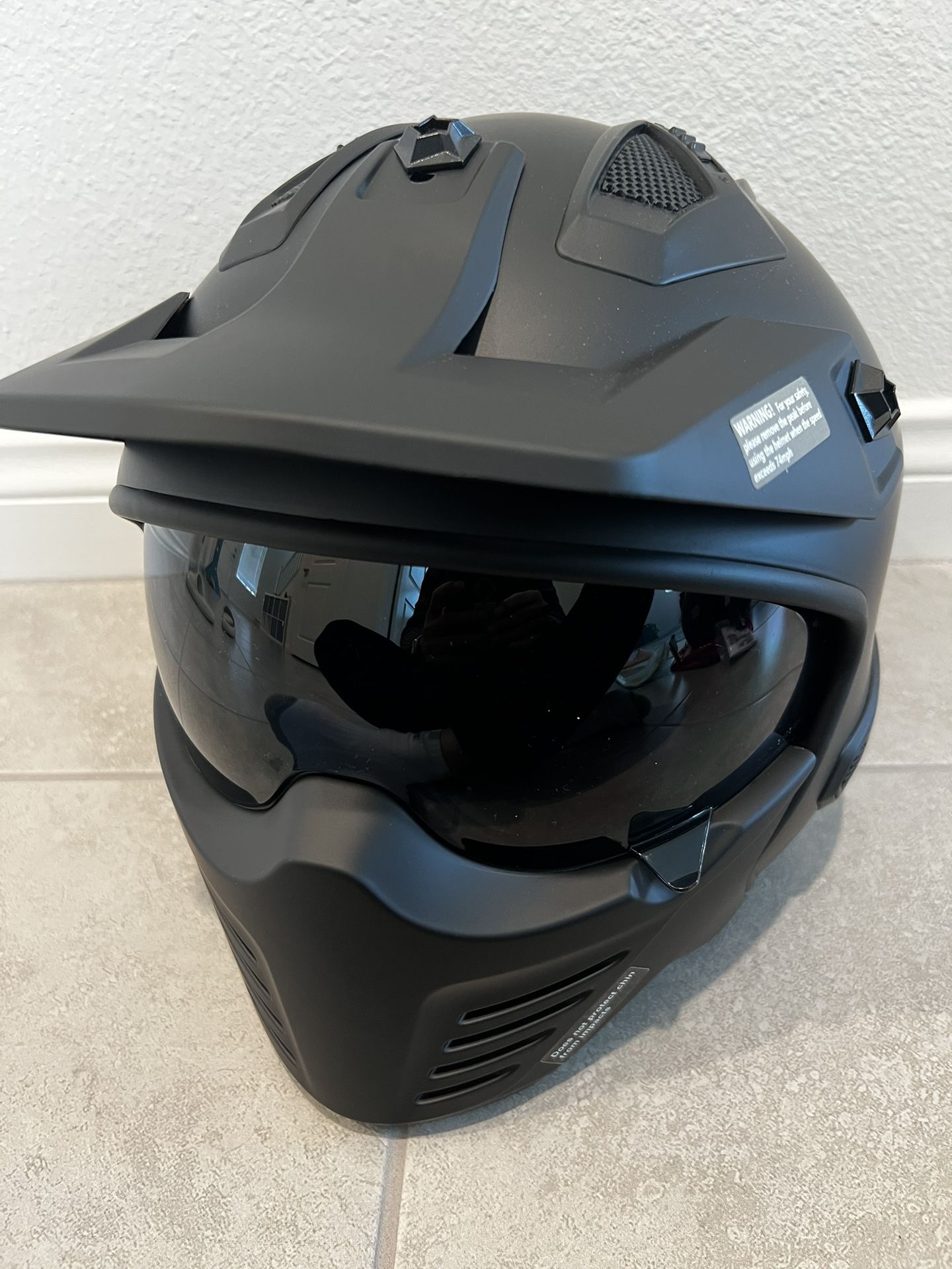 Bike Helmet Black Visor Removable Chin Part Dot New