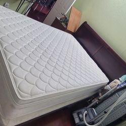 Queen Mattress, Thin Box Spring and Frame