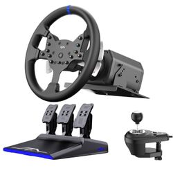 Used Sim Force Feedback Steering Wheel Detachable Racing Wheel 270/900 Degree Race Steering Wheel with 3-Pedals and Shifter for PC, Xbox,PS, Etc.