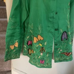 Green, Saint Patrick s Day, Ladies, Silk Top, Blouse, Jacket, Butterflies