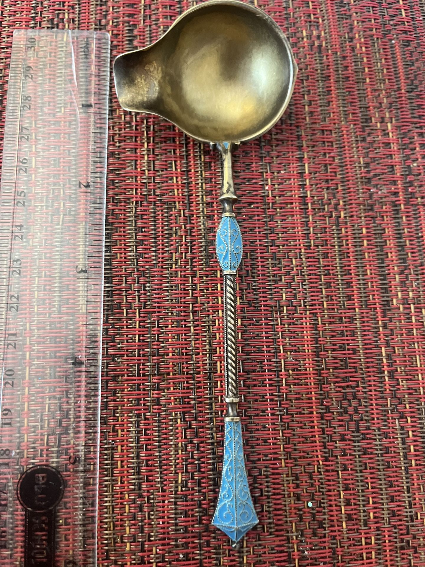 Vtg Norwegian Silversmith David Andersen Sterling Silver, Enamel Ladle
