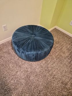 Blue Velvet Ottoman