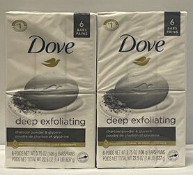 Dove Deep Exfoliating Bar Soap 6 ct (Pack Of 2)