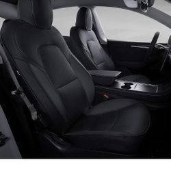 Xipoo Seat Cover Compatible with Tesla Model 3 Model Y Car Seat Cover PU Seat Protector.