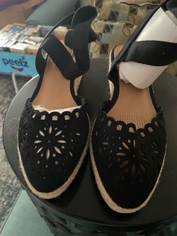 Black Wedge Sandals