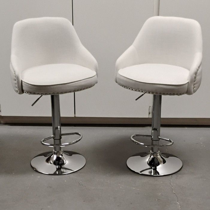 Adjustable Chrome Fabric Swivel Stools