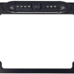 QFX CAM-10 Rearview License Plate Frame Backup Camera System with IP69K Waterproof Construction, 12VDC Power Connection, and 500 TVL Resolution