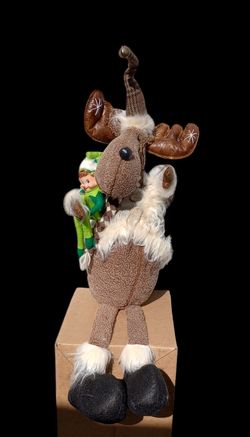 30” Christmas Moose W/ Elf-$30.00