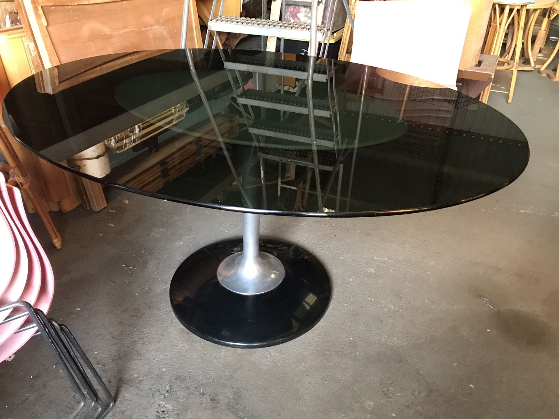 Mod Mid Century Smokeglass Dining Table
