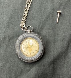 Vintage Timex St Christopher Tire Key Ring Watch w/ Chain Repair Needed