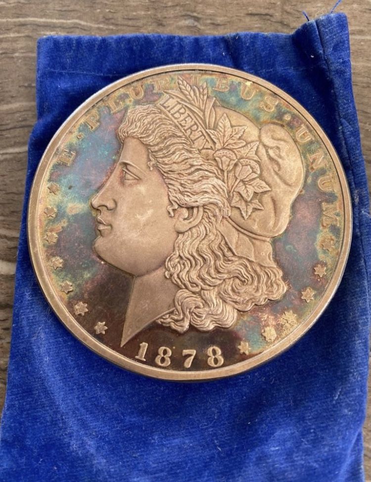 Giant Tribute To 1878 Morgan Dollar 1 Pound Copper Layered .999 Silver