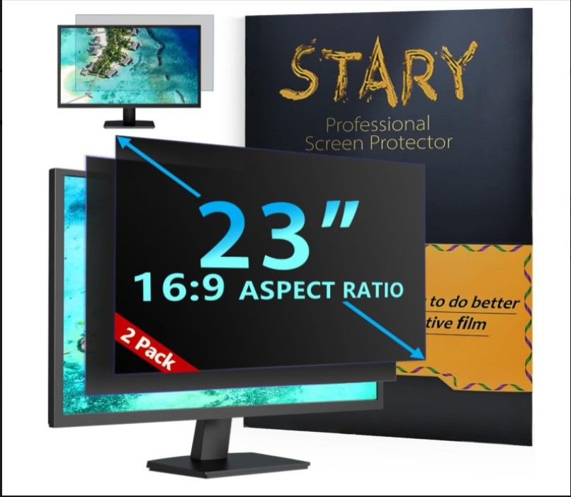 23" Computer Privacy Screen - by STARY (2) Pack for 16:9 Widescreen