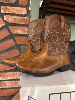 Brown Leather Cowboy Western Boots