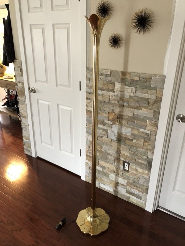 Solid Brass Vintage Mid Century Stiffel Lilly Lotus Torchiere Floor Lamp (model 2006)