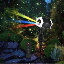 Christmas Laser Projector Lights Outdoor, 3 Color Firefly Projection Lights with Remote Controller, Outdoor Waterproof Indoor Patio Garden Landscape D