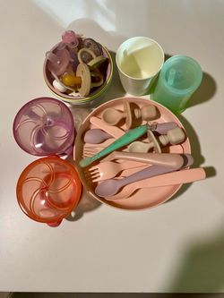 Kids plates, cutlery, sippy cups bowls…