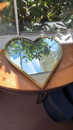 Heart-Shaped Mirror with Gold Frame