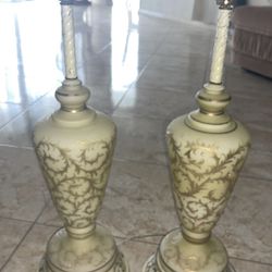 Vintage Glass Lamp Base (set Of 2 )