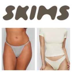 NEW SKIMS bundle: Fits Everybody T-String-grey & Cotton jersey dipped thong-bone