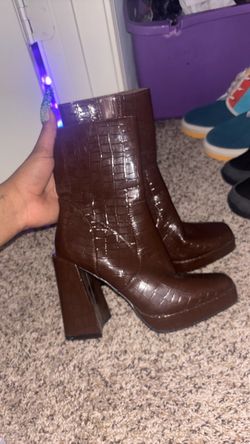 Brown leather boots