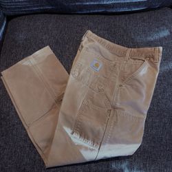 CARHARTT Tan Double Knee Canvas Pants Work Carpenter