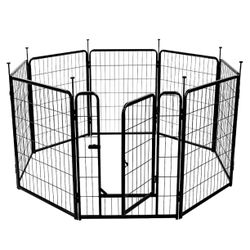 8 Panel 39" Metal Dog Playpen Fence w/ Door Foldable Indoor Outdoor Black