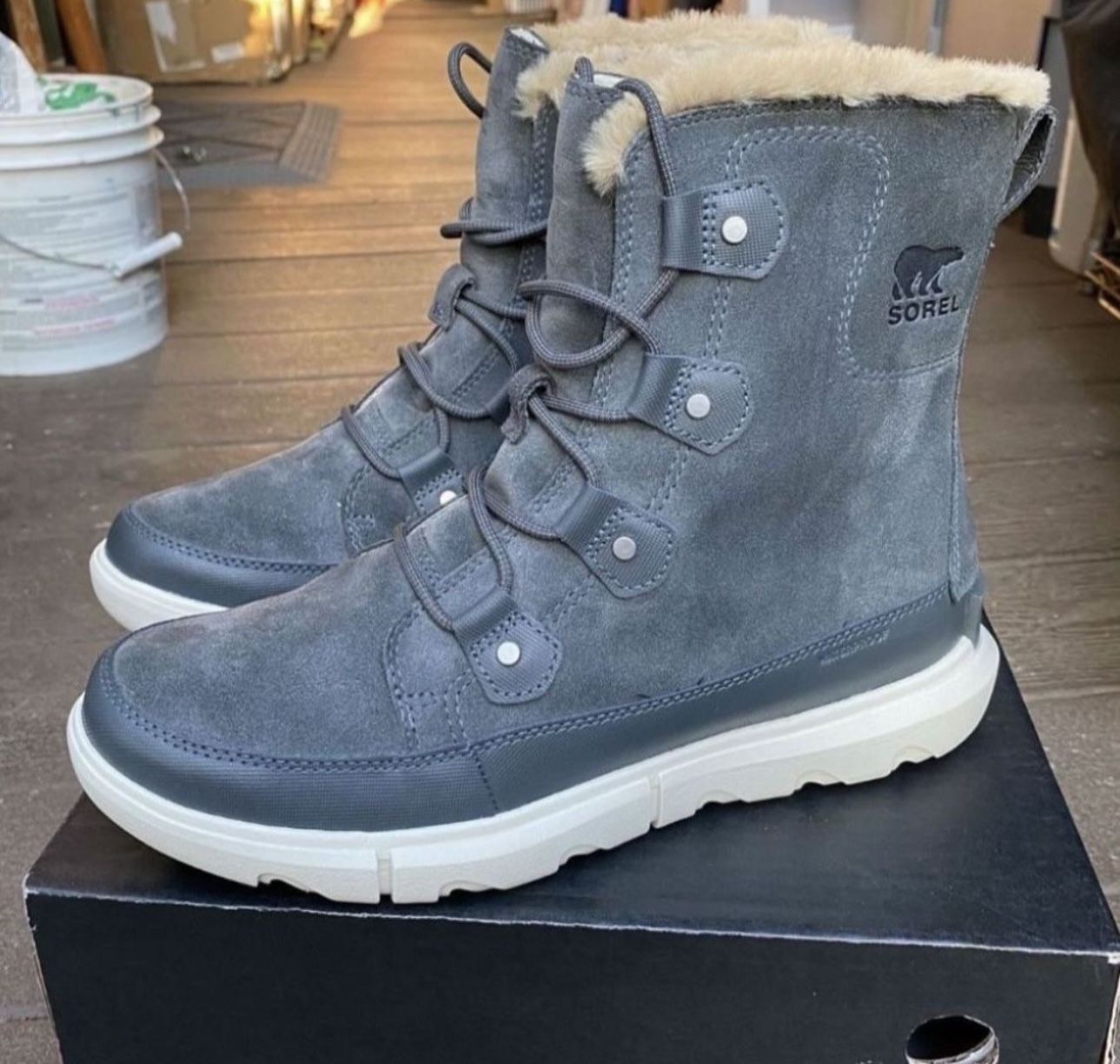 Sorel Women's Explorer Il Joan Faux Fur Boot - Waterproof Suede Boots Size 11