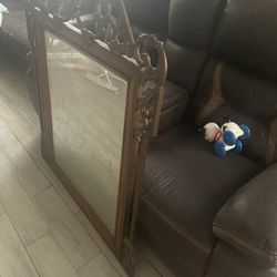 Large French Carved Oak wall Mirror 