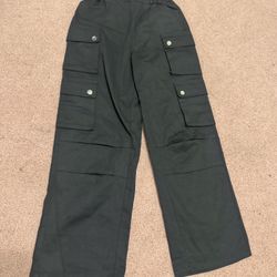 New Small Black Cargo Wide Leg Teen Pants 