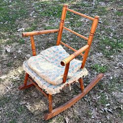 Vintage Childs Wooden Colonial Rocking Chair