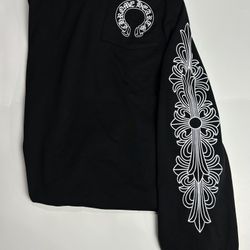 Chrome Hearts Black Long Sleeve Shirt Pocket Logo Horseshoe Graphic S