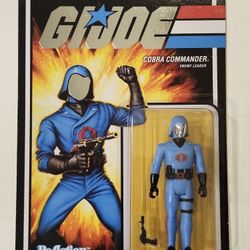 SUPER 7 REACTION FIGURES . FOIL CARD. G.I.JOE.  COBRA COMMANDER . CHROME FACE VARIATION . 3.75 " ACTION FIGURE.
