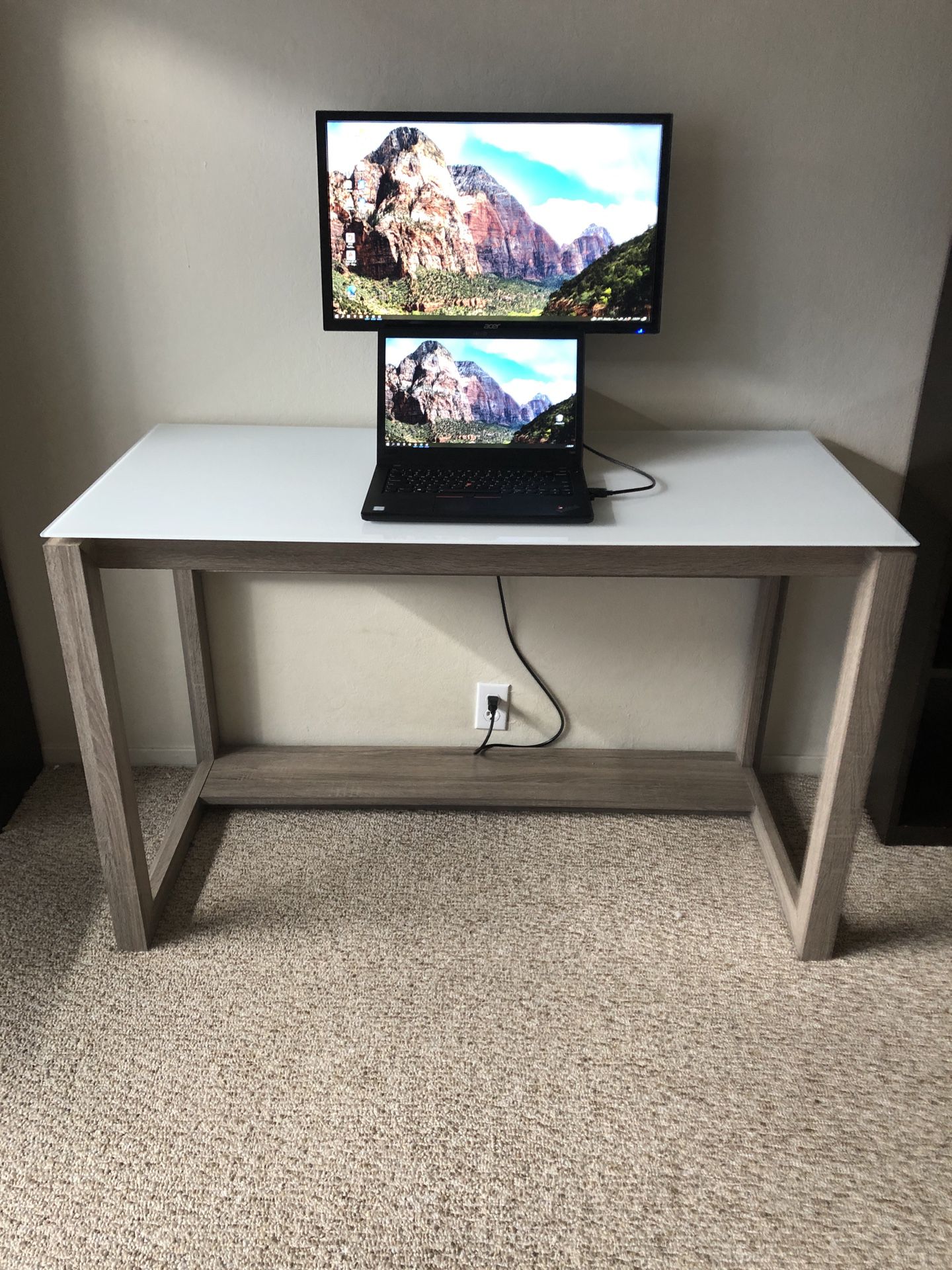 Desk - Wood with Glass Top