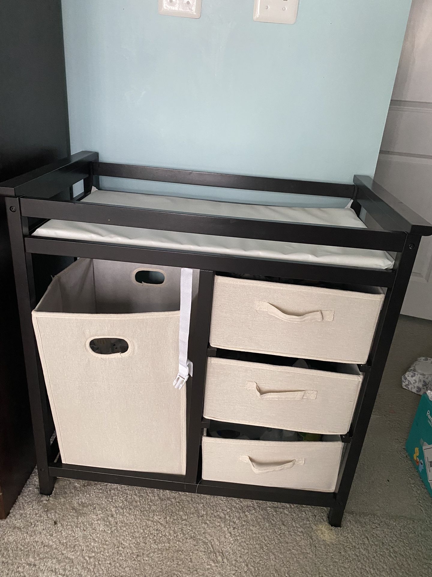 Baby Changing Table With 3 Drawers And Hamper