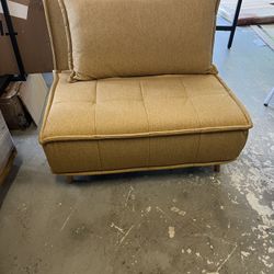 Yellow Linen Fold Out Futon Lounger  Chair