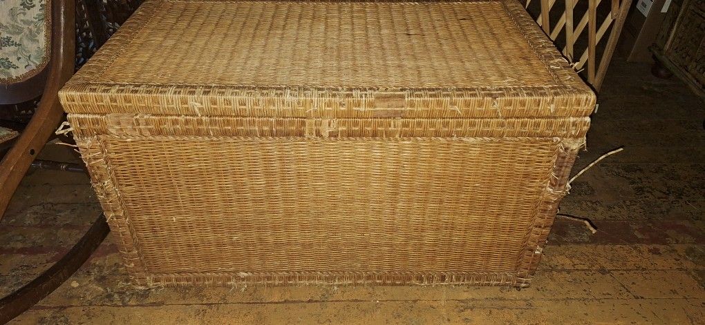 Solid Wood & Wicker Chest