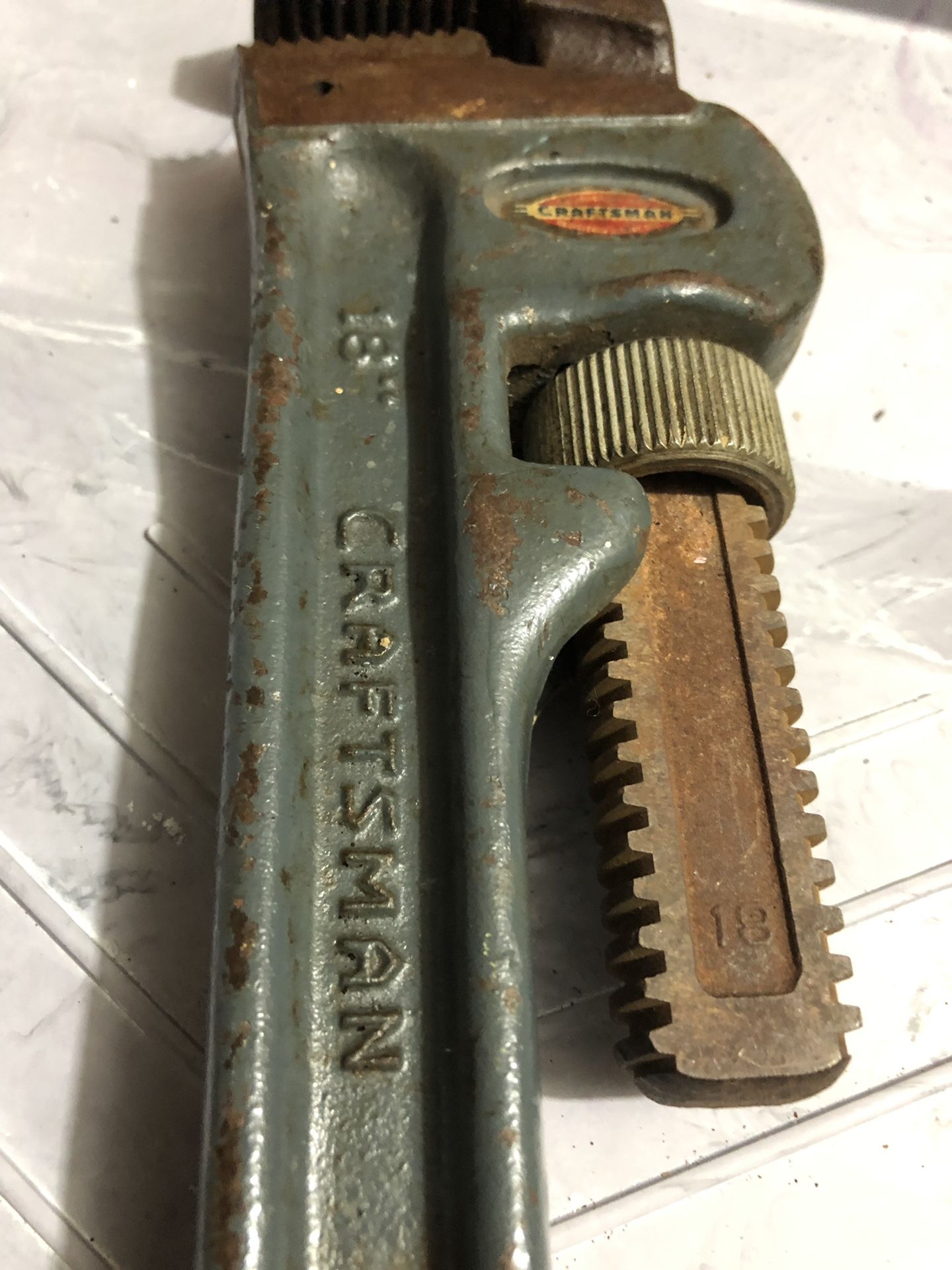 Craftsman 18 inch pipe wrench in very good shape.