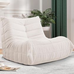 Cansunna Caterpillar BeanBag Chair Lounger Seat, White Teddy       