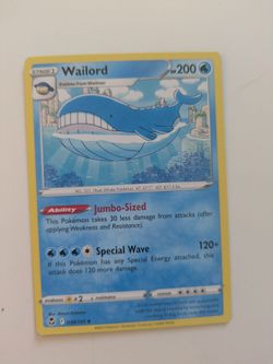 Wailord pokemon card Silver Tempest 038