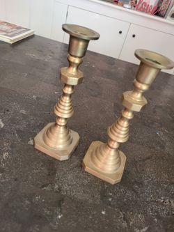 Antique Brass Candlesticks 