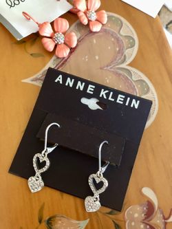 Assorted New Earrings / Ann Klein Sterling Silver Hearts❤️ Earring $15  / Large Fashion Hoop Earring $10 / Flower With Crystals $10 🌿🌸🍃