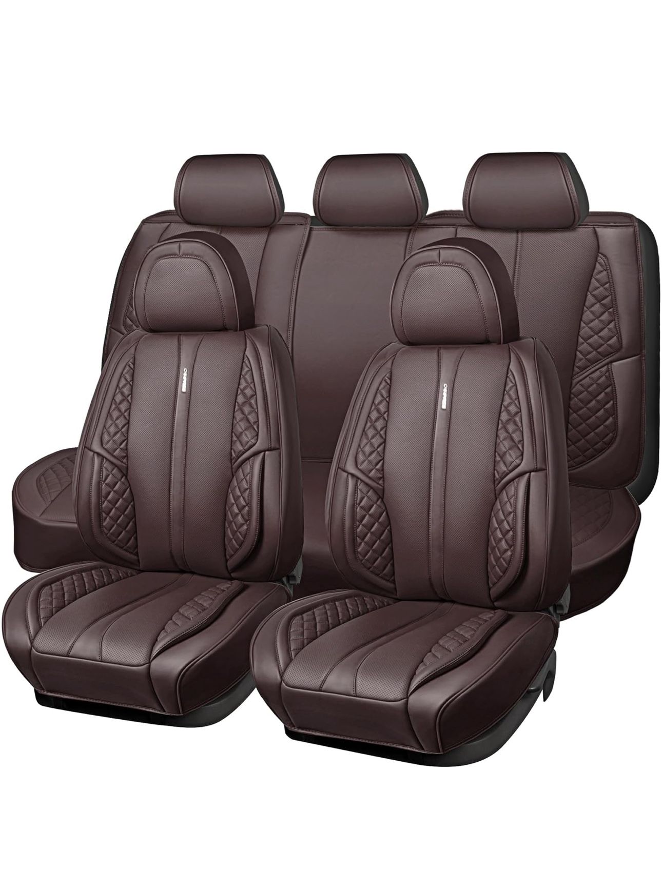 CAR PASS Nappa PU Leather Car Seat Covers Full Set Waterproof Protector Durable Cushioned,Universal Fit for Sedan SUV Pick-up Truck,Automotive, Anti-S