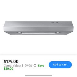 Samsung Range Hood, Undercabinet Hood
2 Speed Ventilation | 30" Width, NEW IN BOX