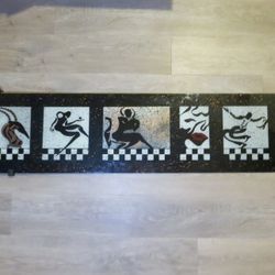 Long Horizontal Tribal Figurative Glass Wall Art