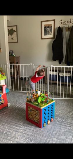 White Folding Baby Gate w Door