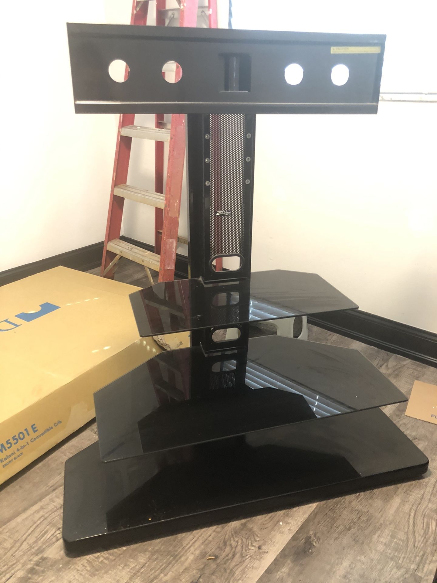 Black glass tv stand