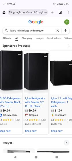 Igloo 3.2 fridge and freezer combo with one door.