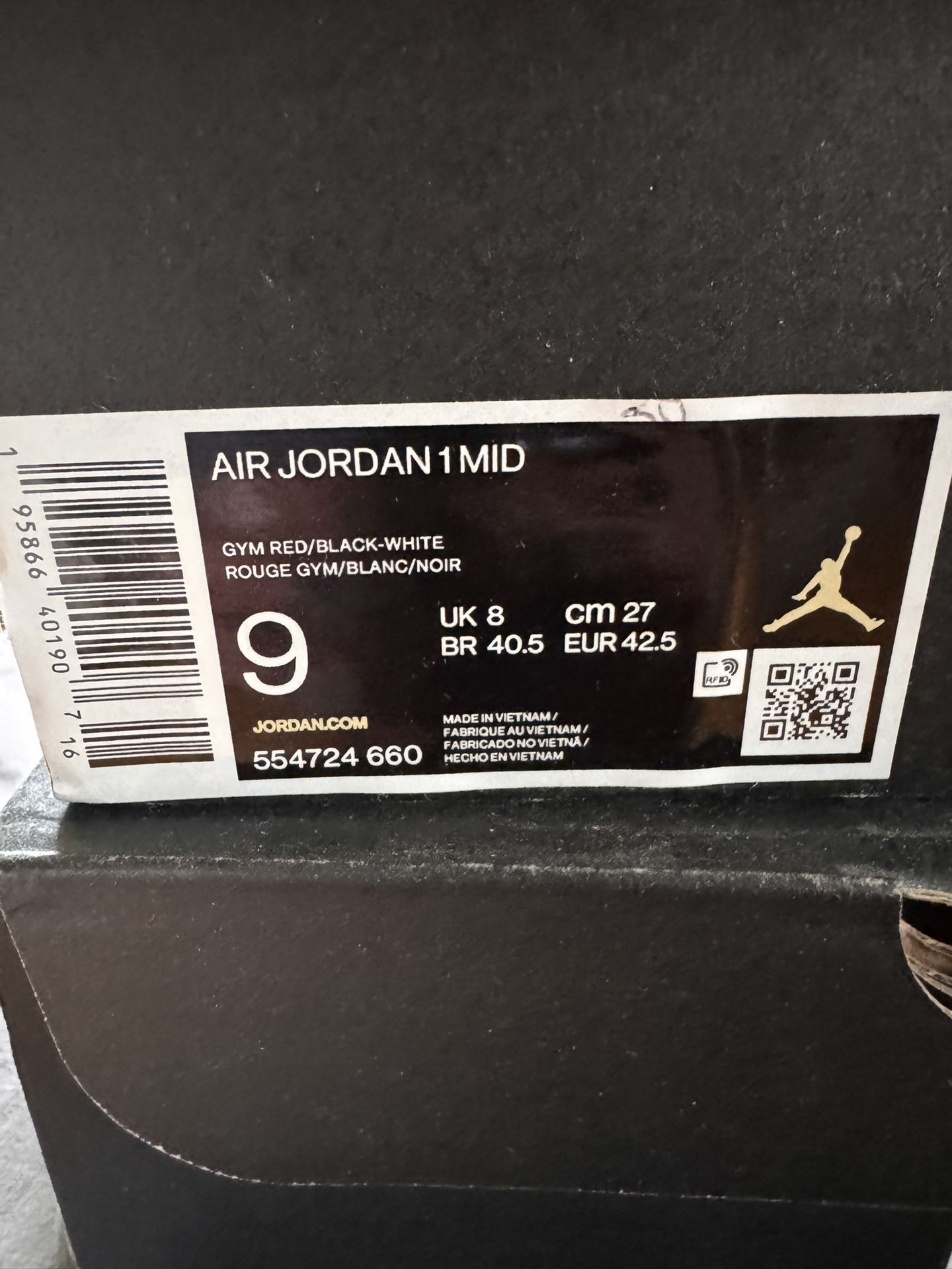 Jordan 1 Mid Red/black-white