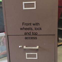 File Cabinet on wheels with flip up top  to access top drawer